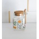 Pote 250ml Quadrado de Vidro com Tampa de Cortiça e Colher de Bambu Flora
